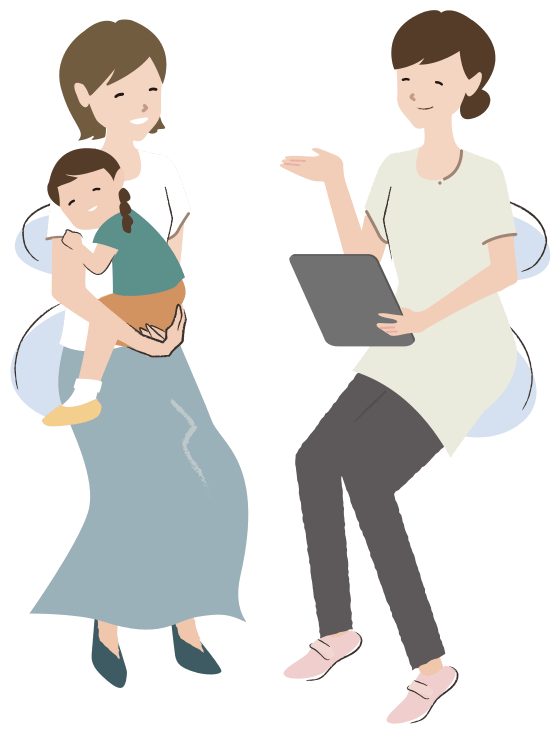 スタッフと親子のイラスト